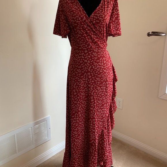 Floral Ruffle Trim Wrap Dress - Picture 2 of 7